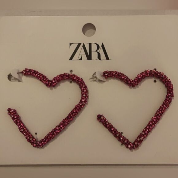 ZARA RHINESTONE HEART EARRINGS BARBIE BARBIECORE - Picture 4 of 4